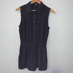 forever 21 black button up romper